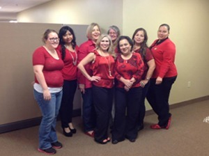 South Texas Bone & Joint Business Office. Stacey, Crystal, Margaret, Brenda, Gloria, Ava, Marie and Gloria.